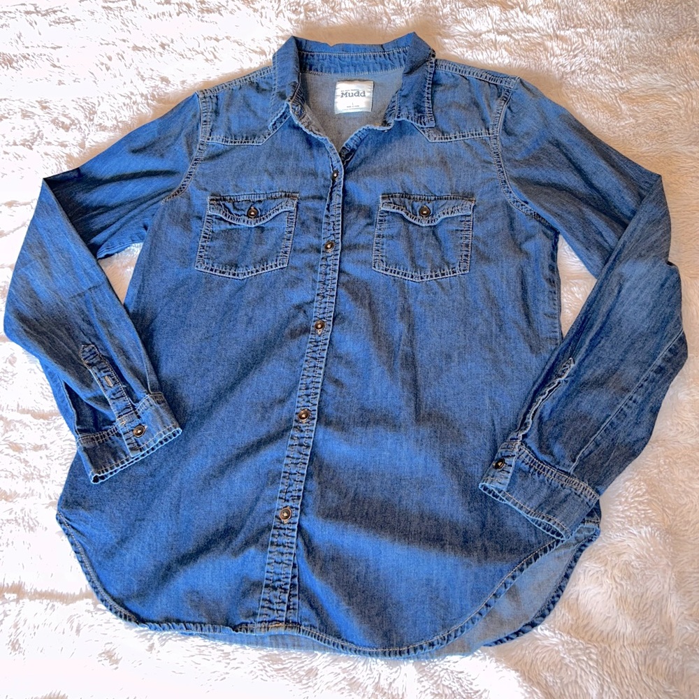 Blue denim button down